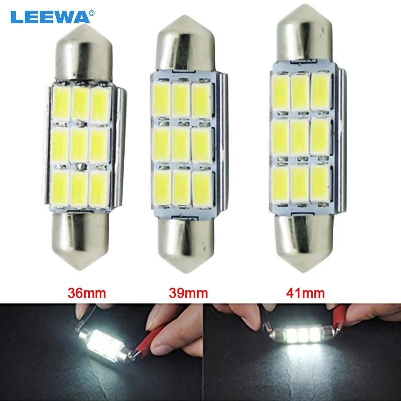 LEEWA 2 шт. 12VDC автомобильный белый 36 мм/39 мм/41 мм 3 ватт 240lm 6SMD 5630 LED гирлянда купол