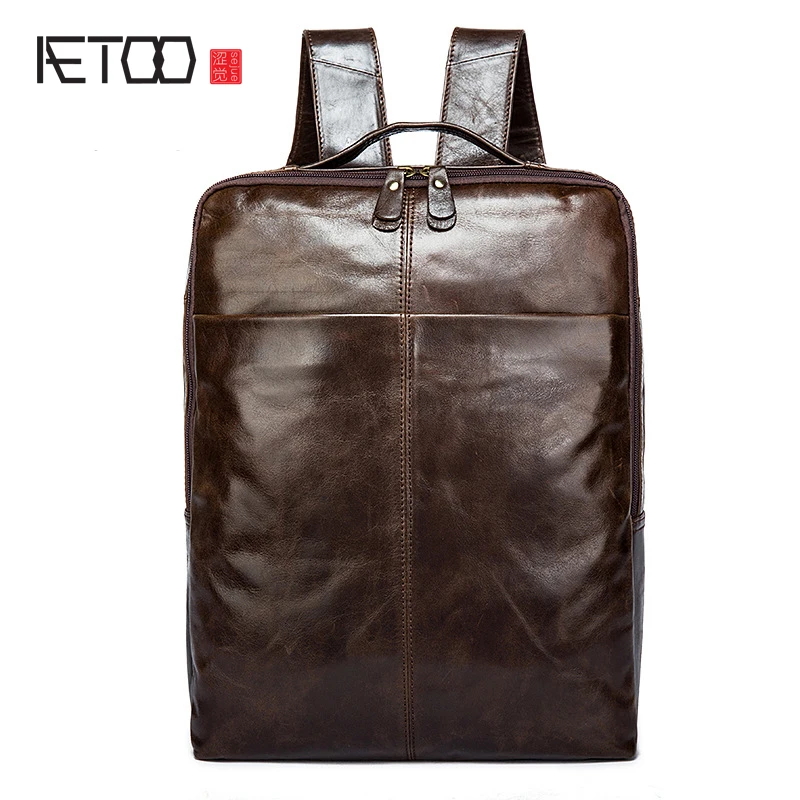 Мужской кожаный рюкзак AETOO на плечо из воловьей кожи оптовая продажа|travel backpack