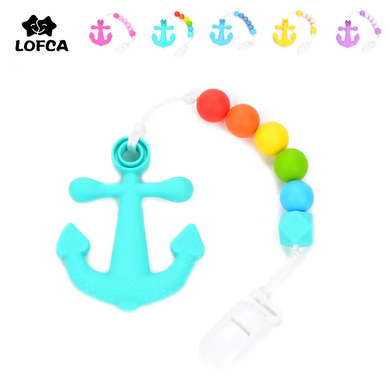 LOFCA Baby Teether Silicone Anchor Pacifier Chain Baby Carrier Teething Toys BAP free Pendant DIY Necklace Food Grade Chew Beads