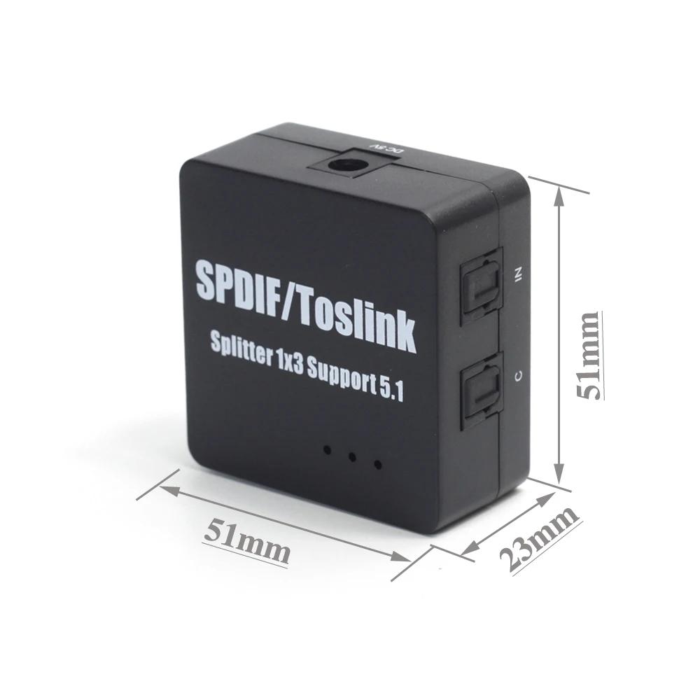 Мини SPDIF/Toslink Цифровой оптический аудио 1x3 сплиттер конвертер Поддержка 5 1 LPCM2.0/DTS