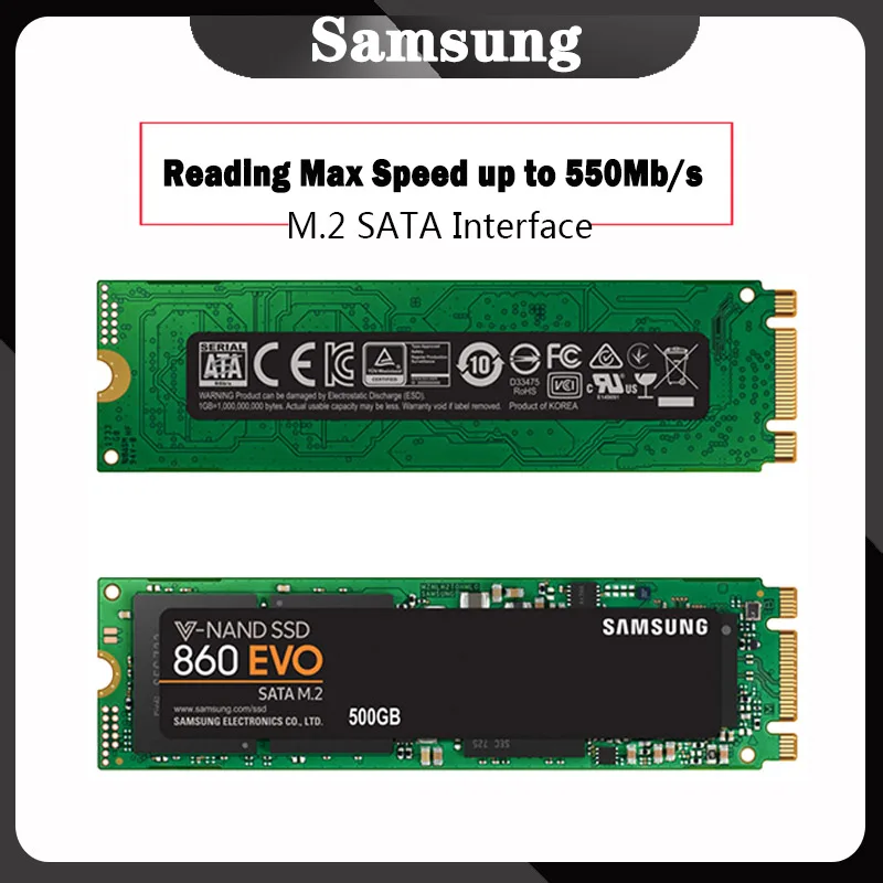 Samsung внутренний SSD 860 EVO M.2 250 ГБ 500 ГБ 1 ТБ 2 т твердотельный накопитель HDD жесткий высокоскоростной для ноутбука ПК компьютера рабочего стола