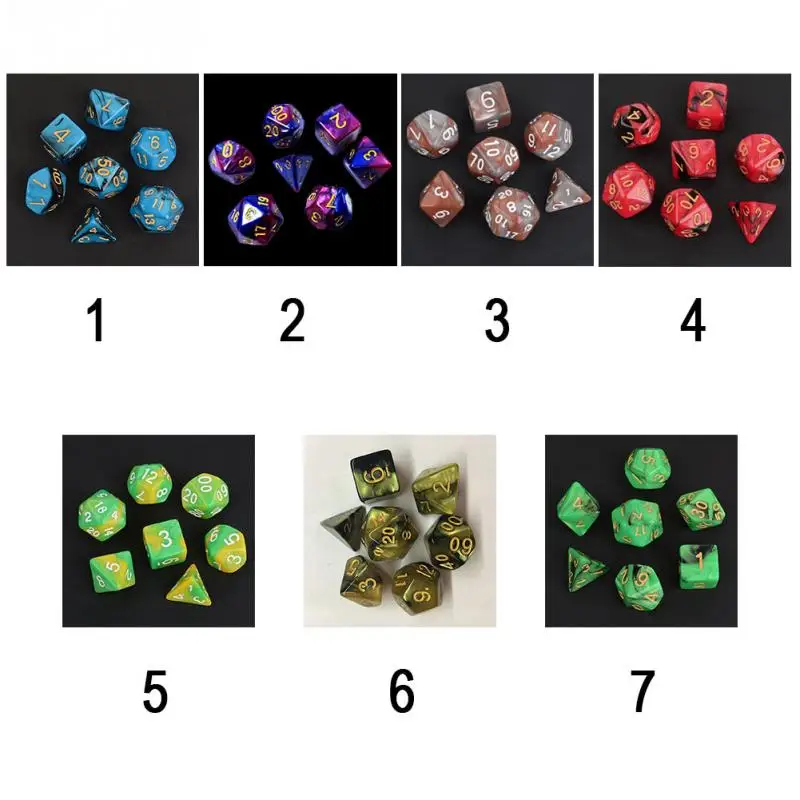 7 шт. набор игральных костей с эффектом туманности покер d& d d4 d6 d8 d10 d% d12 d20 многогранные TRPG игры rpg игры в кости