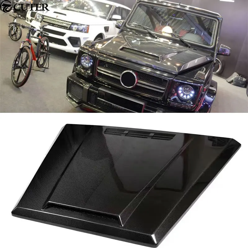W463 G Class G500 G65 двухсторонние отверстия для капота двигателя из углеродного волокна