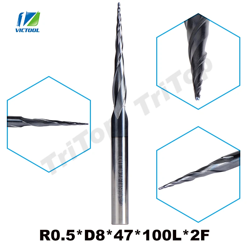 Концевая фреза R0.5 * D8 47 100L 2F фрезы из карбида вольфрама сферический носовой