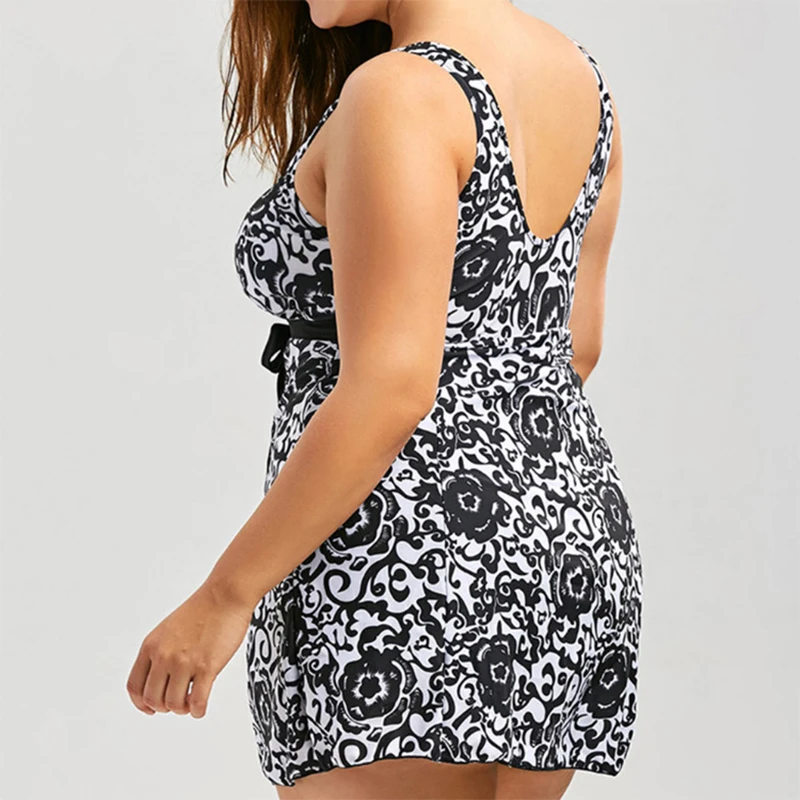 Женский слитный купальник размера плюс большой с юбкой летние винтажные