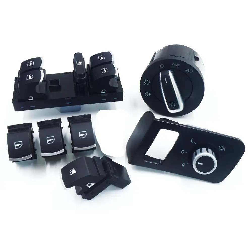 Set with fuel button Топливный бак, зеркальный переключатель фар, переключатель окна, кнопка безопасности двери для Volkswagen VW Touran 1T0 1T1 5ND 959 857 855 5ND 941 431A - Цвет: Set with fuel button