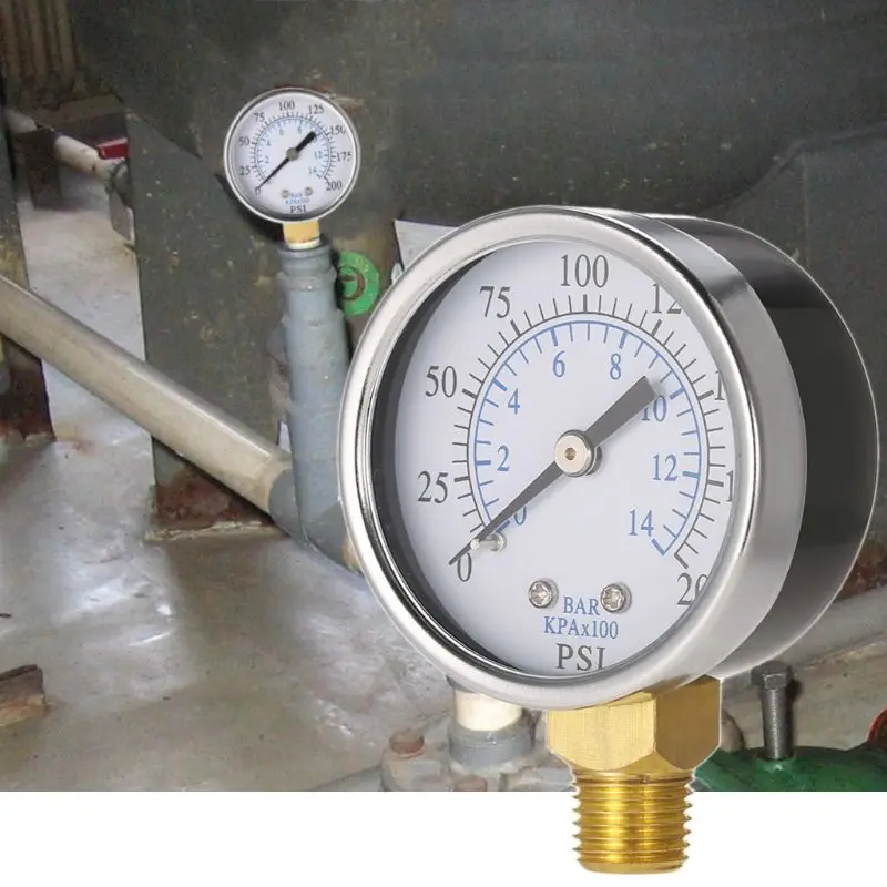 Манометр для воздушного масла и воды 0-14 бар 1/4 &quotNPT 0-200PSI боковое Крепление |