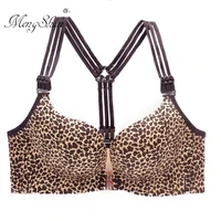 front buttoned leopard print large size ultra thin and beautiful backs gather together side contraction bras for women sexy bra