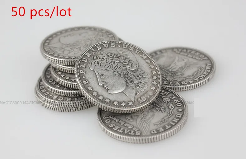 50 шт./лот волшебная монета из стали Morgan Dollar (3 8 см Dia) волшебные трюки сцена