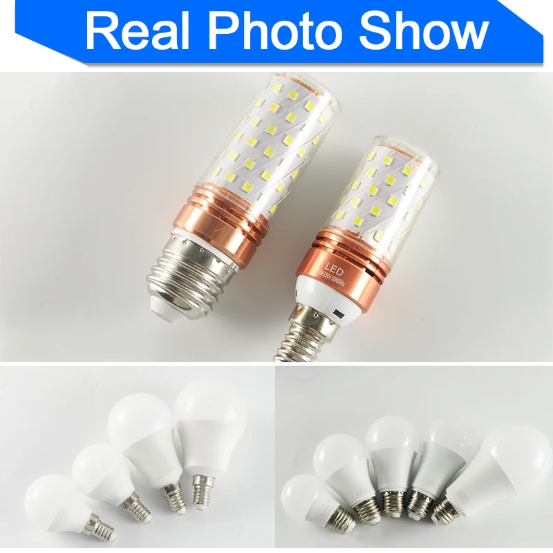 E27 Светодиодный светильник E14 3 Вт 6 9 12 16 SMD2835 AC 220 В 240 Светодиодная лампа кукуруза