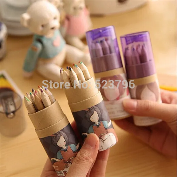 Деревянные карандаши для рисования 12 цветов | Канцтовары офиса и дома