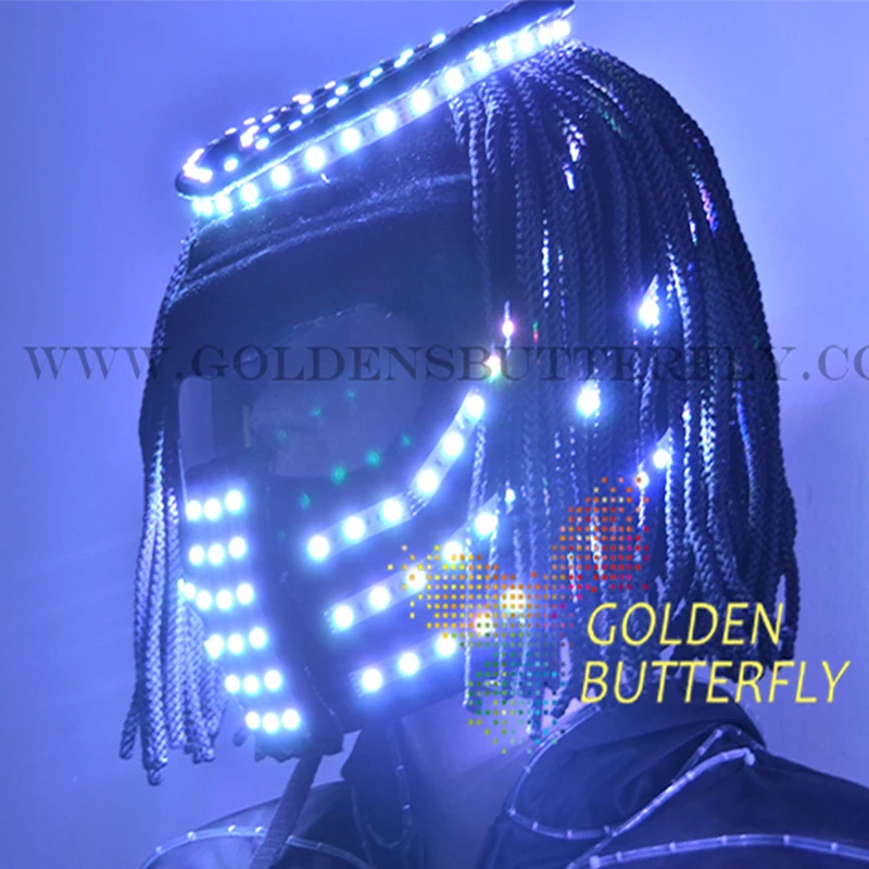 Светодиодный шлем цветной яркий свет Alien с батареей 2017 светодиодная светящаяся