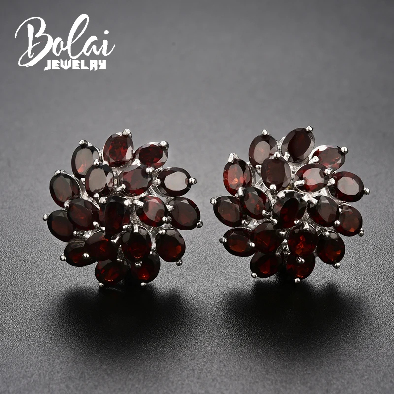 Bolaijewelry новая Цветочная форма genniue garnet застежка серьги 925 стерлингового серебра