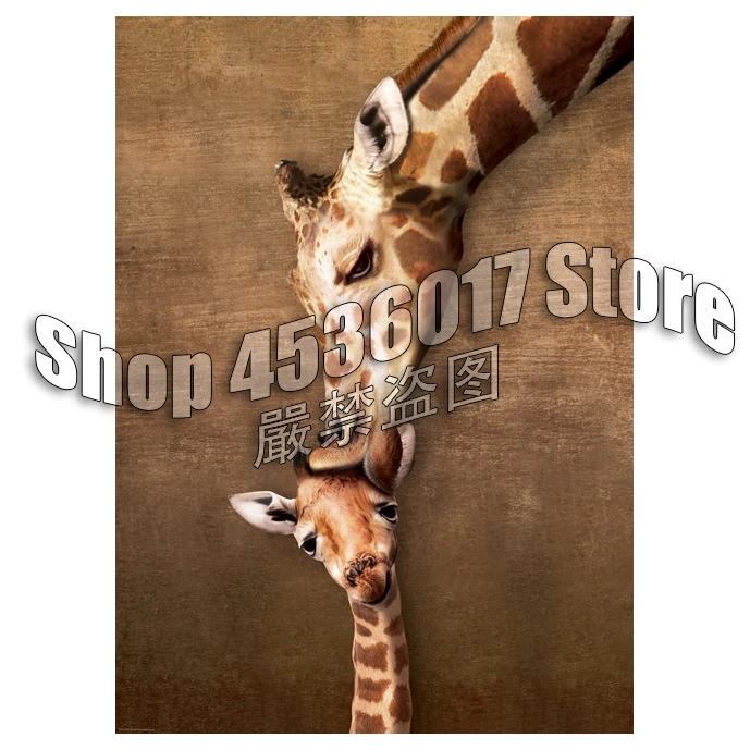 Full 5D DIY Diamond Painting Giraffe Mother's Kiss Embroidery Cross Stitch Rhinestone Mosaic animal Painting Home Decor Gift