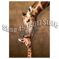 full 5d diy diamond painting giraffe mothers kiss embroidery cross stitch rhinestone mosaic animal painting home decor gift