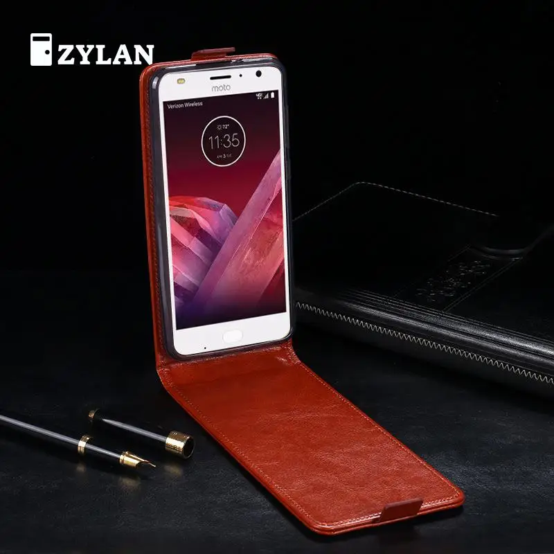 Чехол ZYLAN для Motorola MOTO Z2 Play кожаный флип-чехол Moto чехол телефона с бесплатной