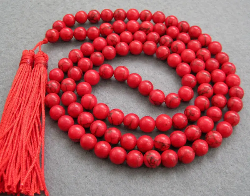 

Miss charm Jew2115 Asia tibetan 108 Red 8mm Beads Buddhist Prayer Necklace Mala