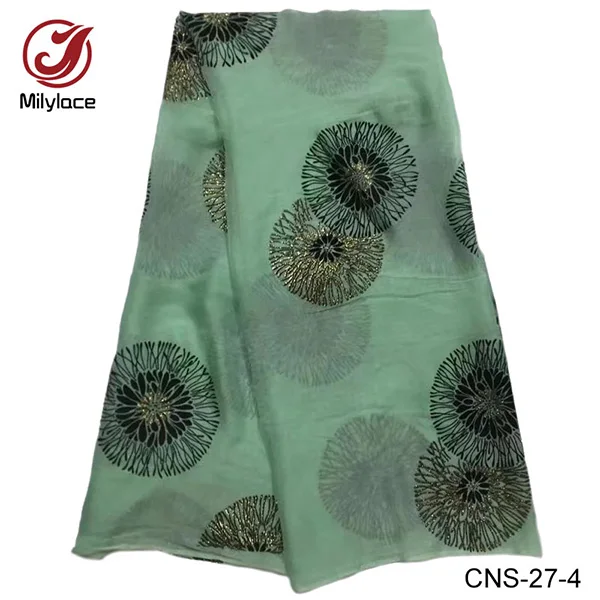 Milylace красивый Флора натуральный шелк шифон кружевной ткани 5 ярдов с