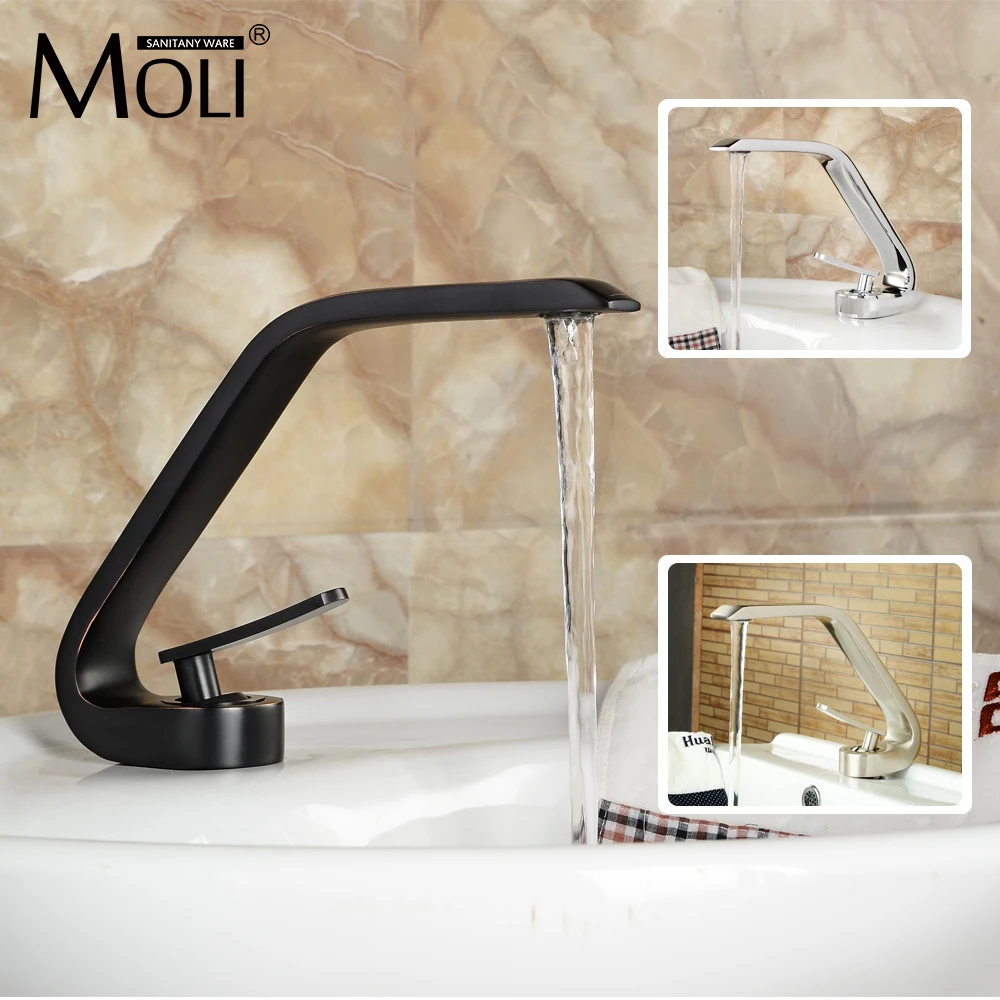MOLI матовый никелевый цельный латунный кран для раковины современный смеситель