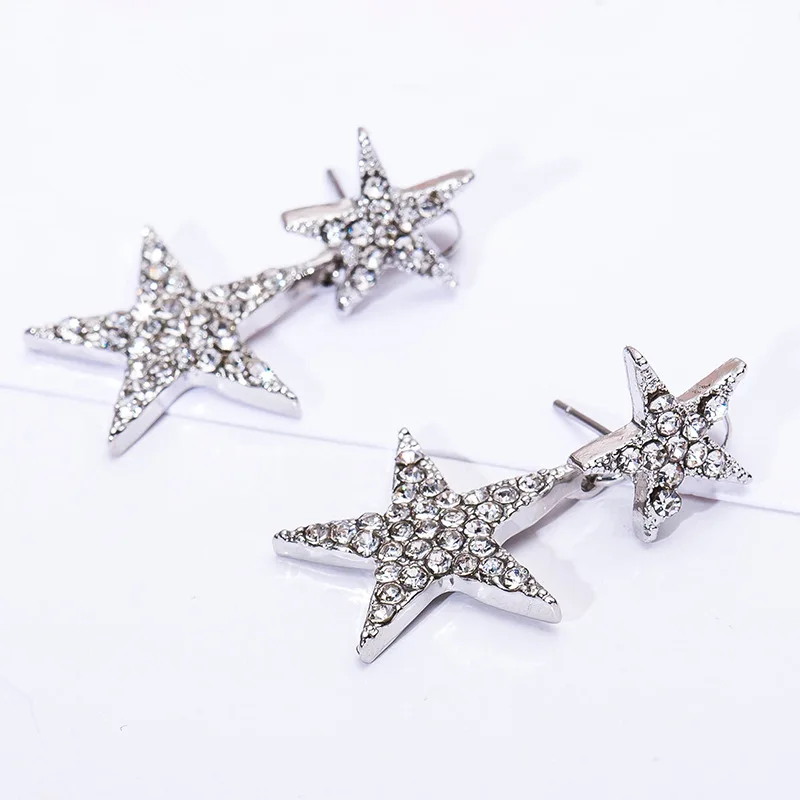 10 пар/лот шины Double Star серьги для женщин с украшением в виде кристаллов Золотая