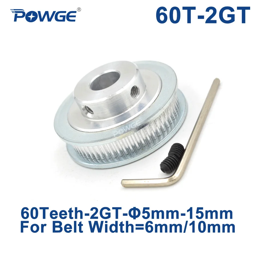 POWGE GT 60 Зубы 2 м 2GT зубчатый шкив Диаметр 5/6/6,35/8/10/12/14/15 мм для GT2 зубчатый ремень высокое качество, шириной 6/10 мм Шестерни 60 Зубы 60 T