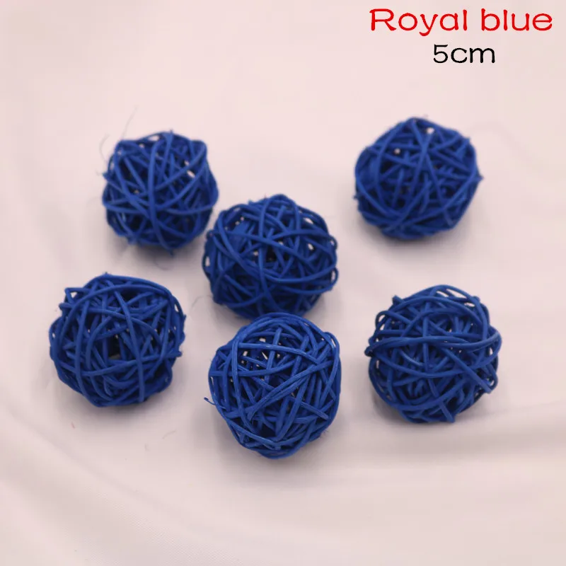 Royal blue 9 шт. 5 см красочные Ротанговые шары DIY украшения Sepak Takraw домашний орнамент Рождество/День рождения Свадебная вечеринка детские подарки украшения - Цвет: Royal blue