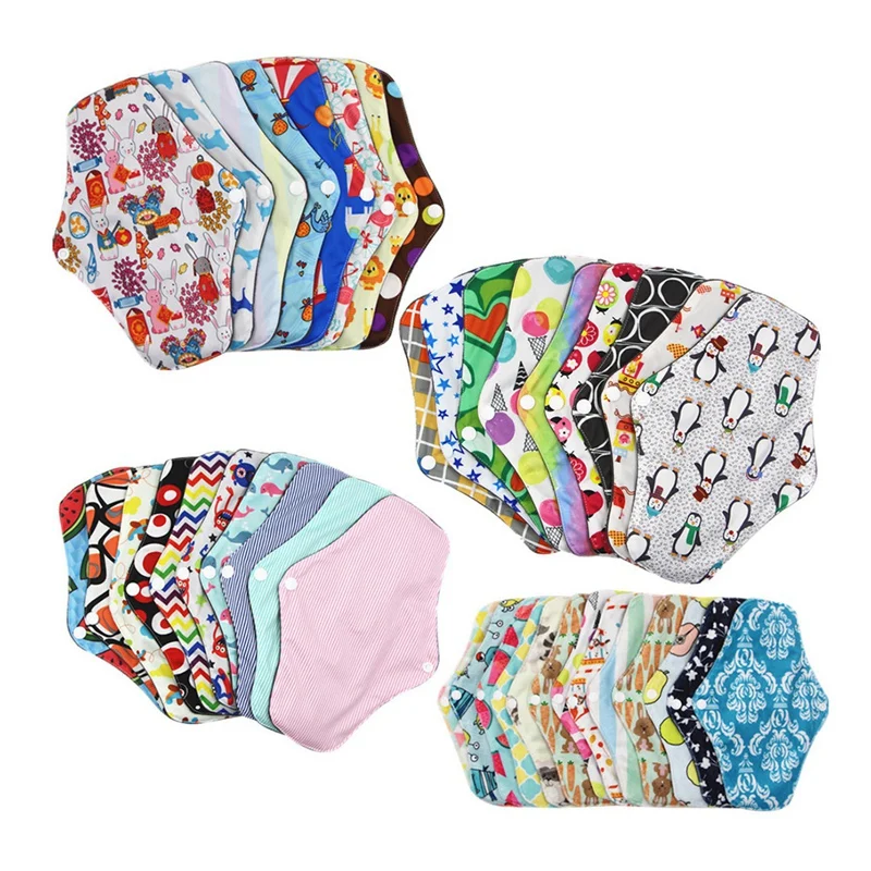 

5Pcs Lady Reusable Cloth Pads With Bamboo Cotton Inner, Cloth Day Night Pads Menstrual Pad Sanitary Pads Anti-Side Leakage