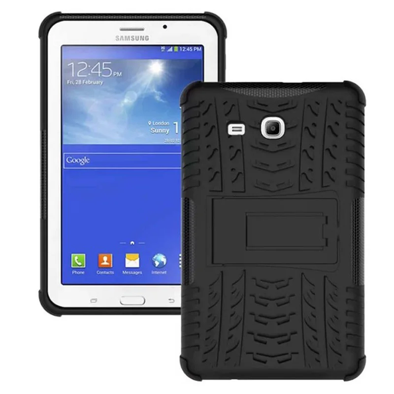 black Жесткий защитный чехол для samsung Galaxy Tab 3 Lite 7,0 T110 T111 7,0 дюймов чехол для samsung Tab E Lite 7 SM-T113 T116 Чехол+ пленка - Цвет: black