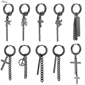 Серьги-подвески унисекс, из нержавеющей стали, с черепом, 1 шт.