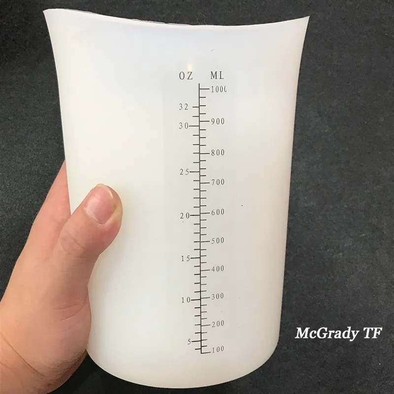 1000ml white Силиконовые мерные стаканы, прозрачные стаканы, кристаллический клей, многоразовые измерительные инструменты для выпечки, кухонные инструменты - Цвет: 1000ml white