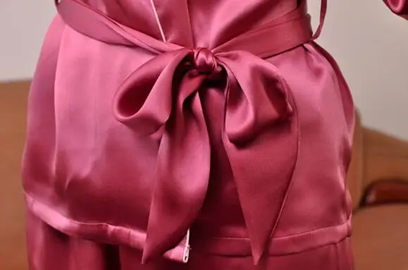 Женский пижамный комплект из чистого шелка с поясом, ночная рубашка M L XL YM008