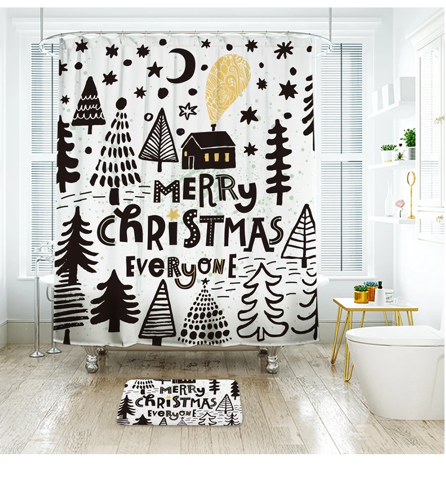 IBANO Merry Christmas занавеска для душа Водонепроницаемый полиэстер ткань занавеска для ванной комнаты с 12 шт. Пластиковые Крючки коврик