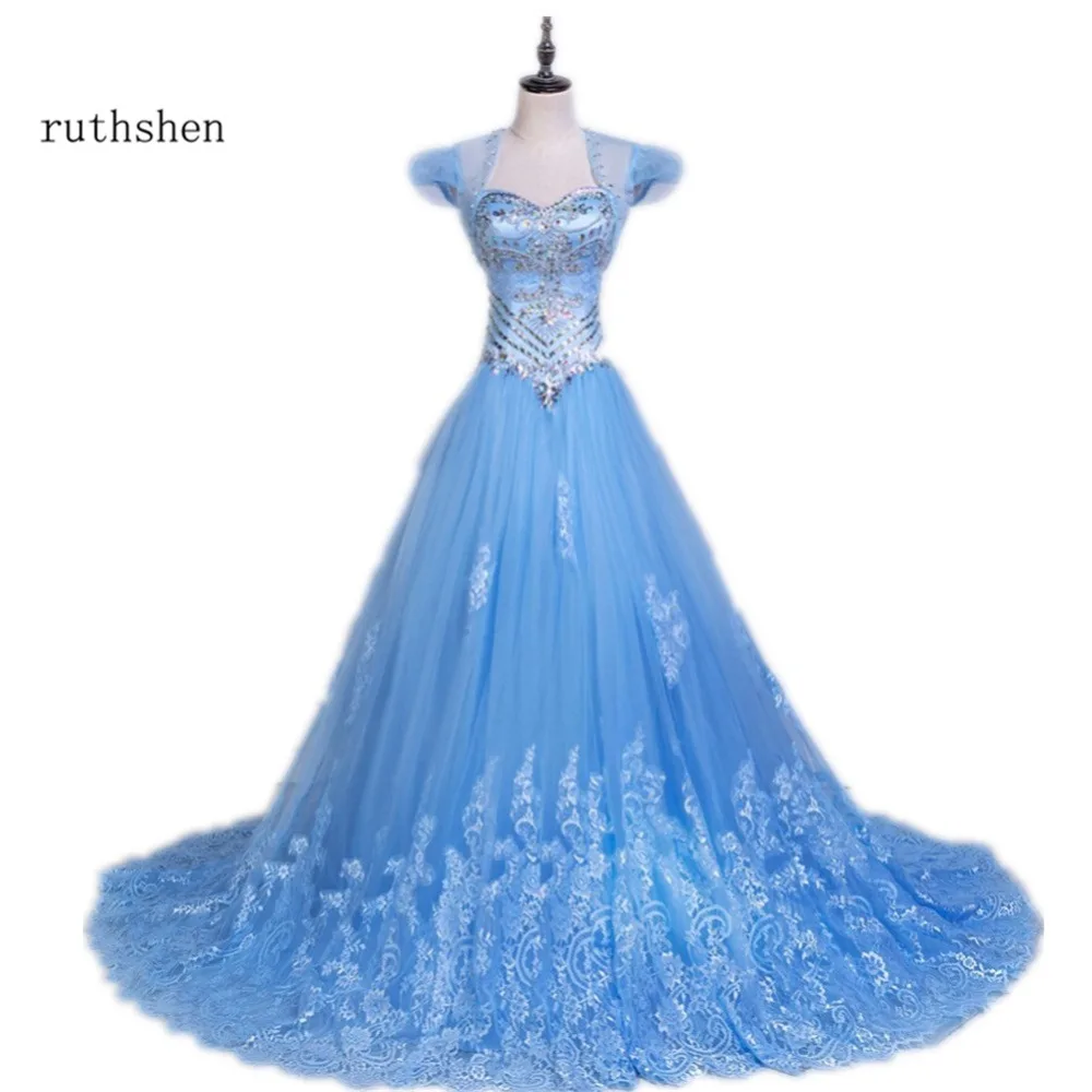 Ruthshen светильник голубые милые платья 16 Quinceanera с курткой бисером аппликации Vestidos 15