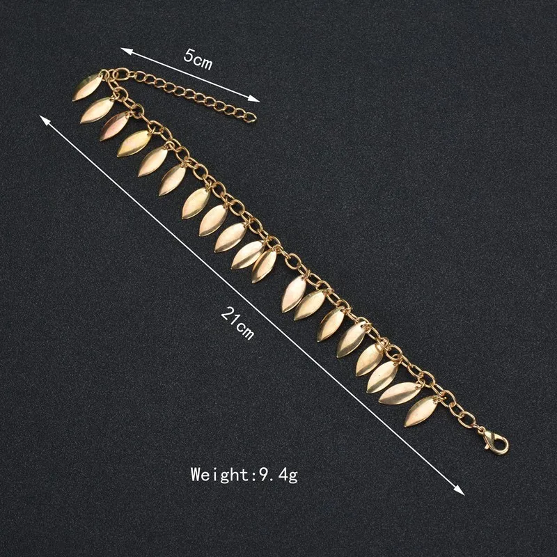 summer style street fashion metal Leaf Sequins tassel pendant handmade chain Bracelet Anklets women Jewelry | Украшения и