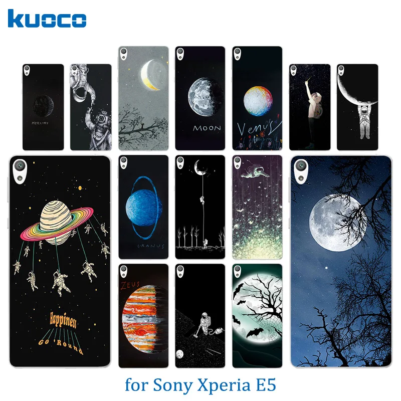 Чехол для телефона с рисунком космическая Луна Мягкий силиконовый чехол Sony Xperia E5