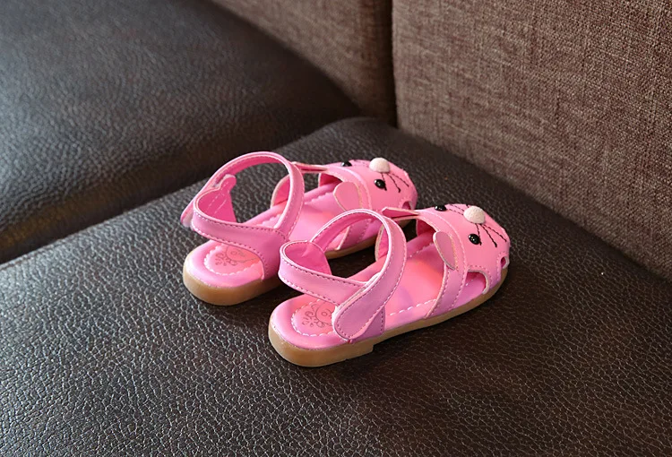 Новые детские летние сандалии из искусственной кожи для девочек 1-2-3 лет с мягкой подошвой, милые туфли с рисунком кота