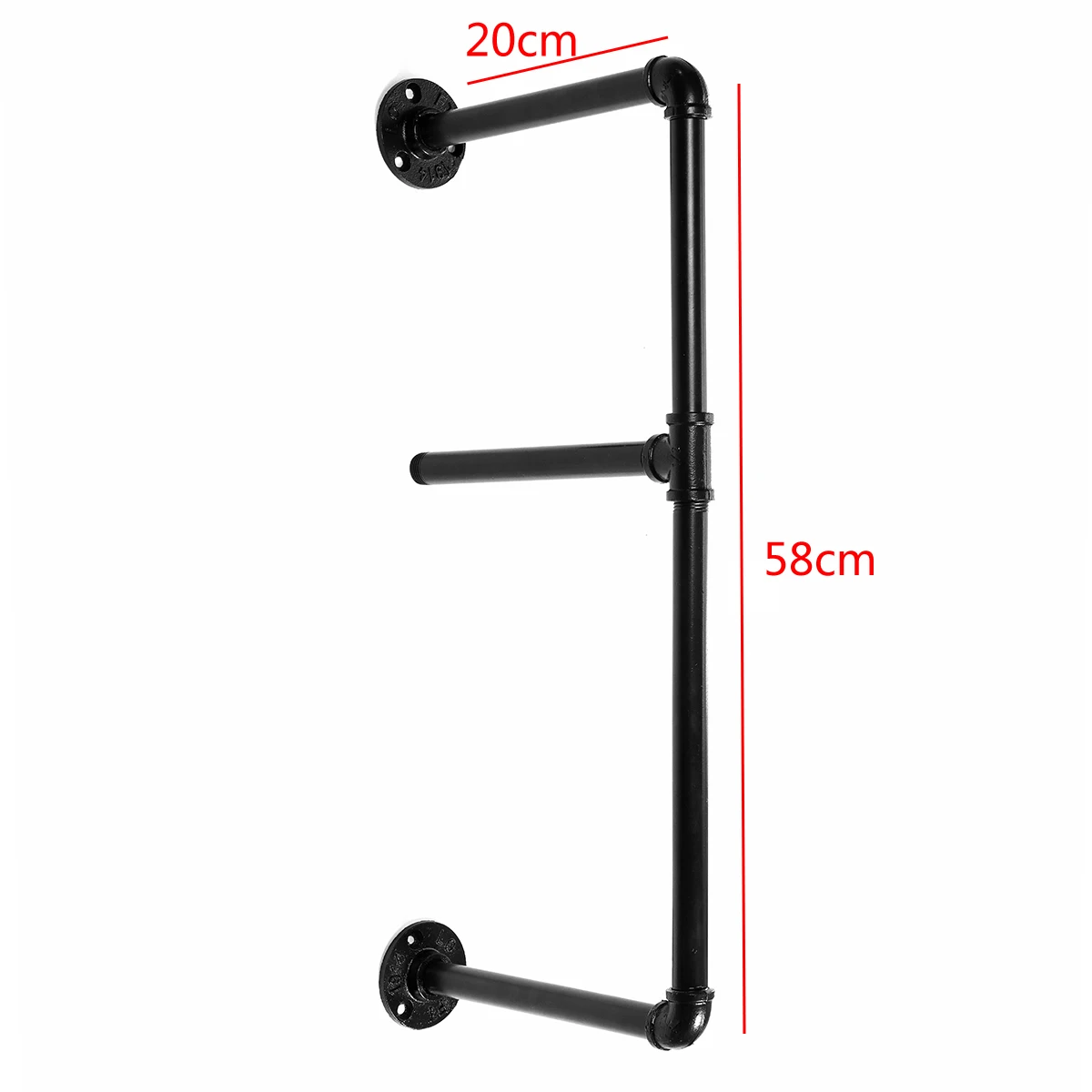 tall 58cm deep 20cm 2 шт. 2 ярусная полка настенное крепление для полок подвесные полки для хранения железная труба черный DIY трубные полки мебель для дома - Цвет: tall 58cm deep 20cm