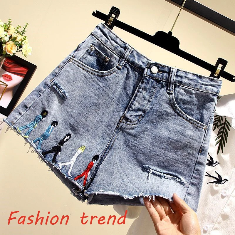 Женские широкие шорты Fat mm брюки большого размера с пятью точками лето 2019 |