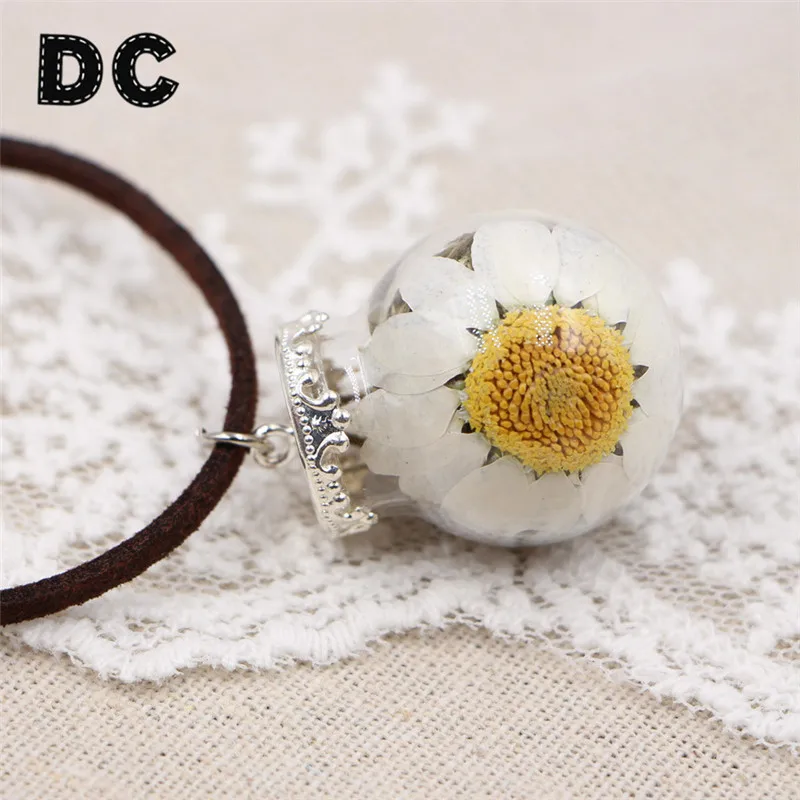 Женский Прозрачный кулон в виде маргаритки из сухого стекла DC 2019 ожерелье чокер с