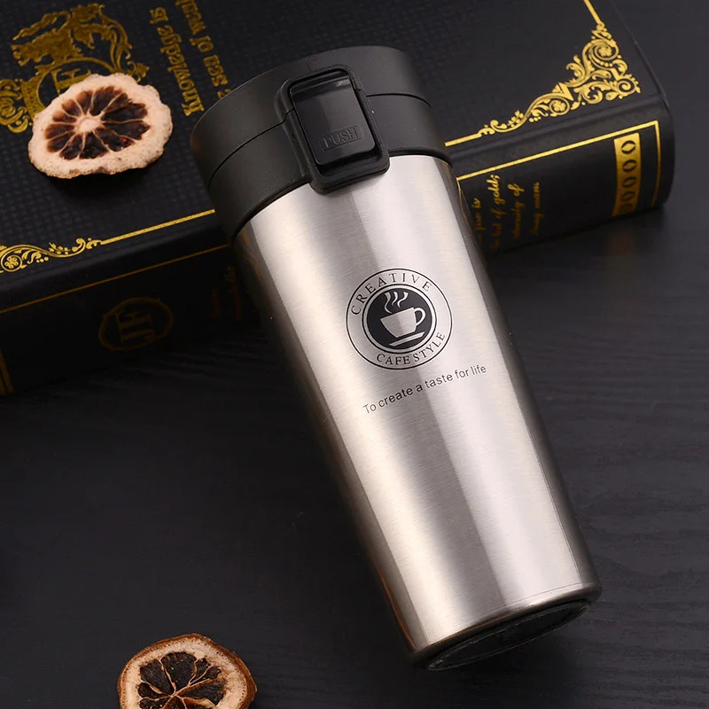 Silver Нержавеющая сталь термос кофейная кружка BPA-Free термос, вакуумная Изолированная бутылка для воды, двойные стенки кофейные кружки - Цвет: Silver