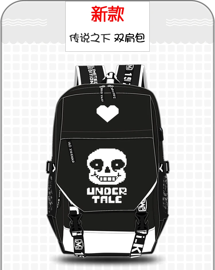 Undertale Flowey Sans скелет печати рюкзак унисекс путешествия рюкзак USB интерфейс ноутбук Рюкзак Холст Школьные сумки