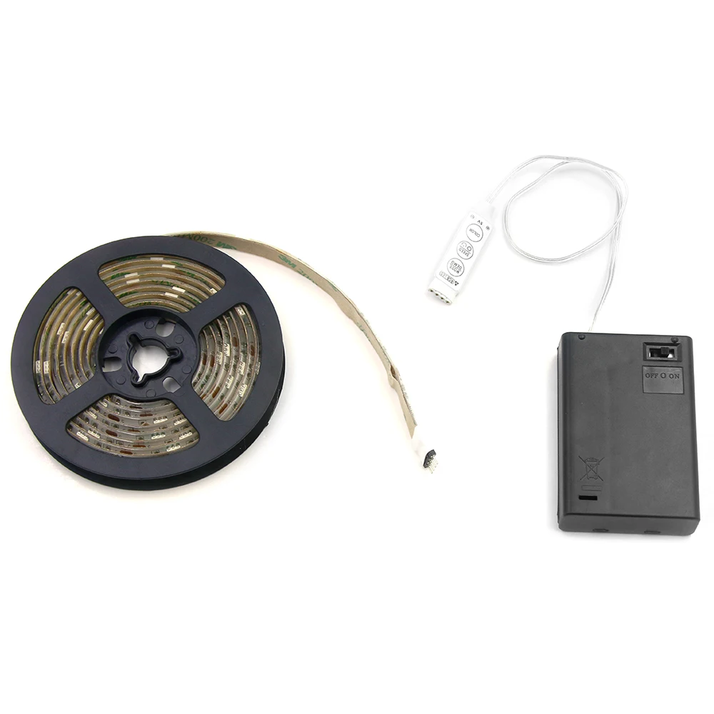 50 см 1 м 2 м Светодиодная лента на батарейках 3528 SMD водонепроницаемая гибкая светодиодная лента струнный светильник теплый белый холодный белый RGB