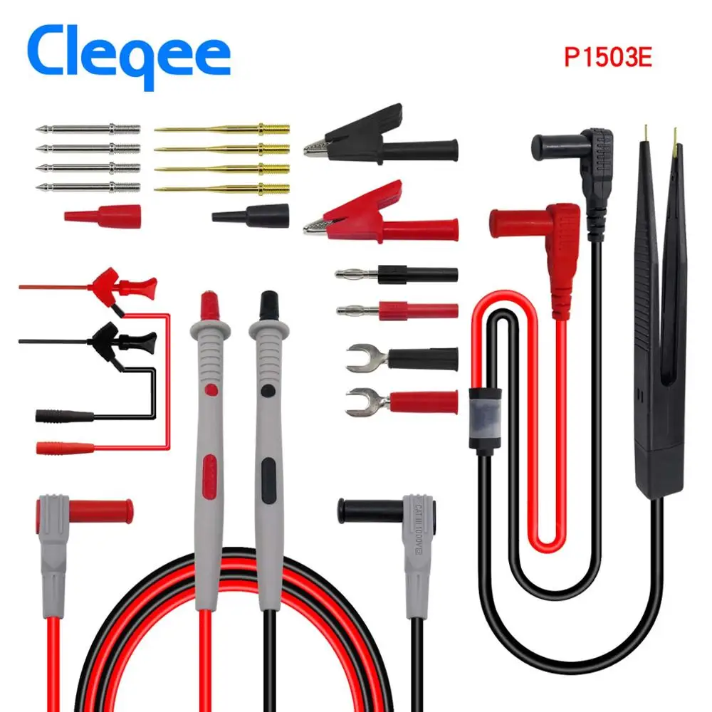 Cleqee мультиметр зонды Сменные иглы тестовые комплекты проводов зонды для цифровой мультиметр кабель Щупы для мультиметр - Цвет: P1503E