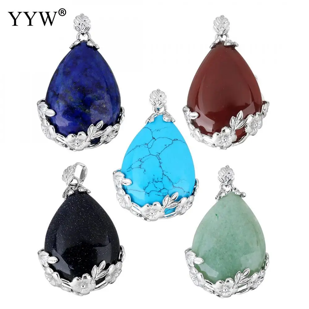 

2019 Fashion Jewelry Natural Stone Pendant Waterdrop Crystal Flower Charm Pendants Opal Quartz DIY Pendant Jewelry Accessories