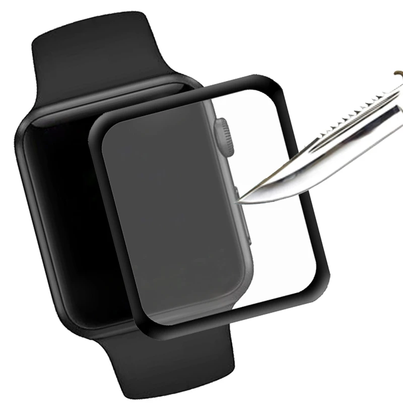 3D полное покрытие закаленное стекло Защита экрана для Apple Watch 38 мм/42 мм Iwatch черный