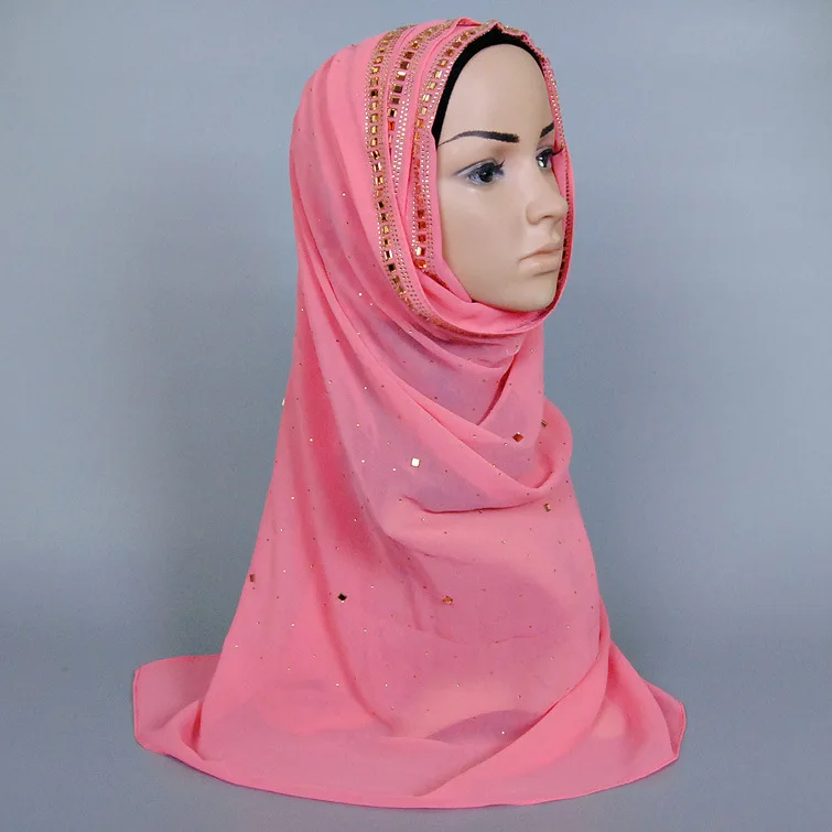 Лето чешский золотой даймонд шифон длинная шарф индия дубай шарфы мусульманский