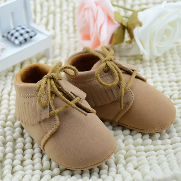 Ботинки детские однотонные мягкая подошва хлопок бахрома для начинающих ходить