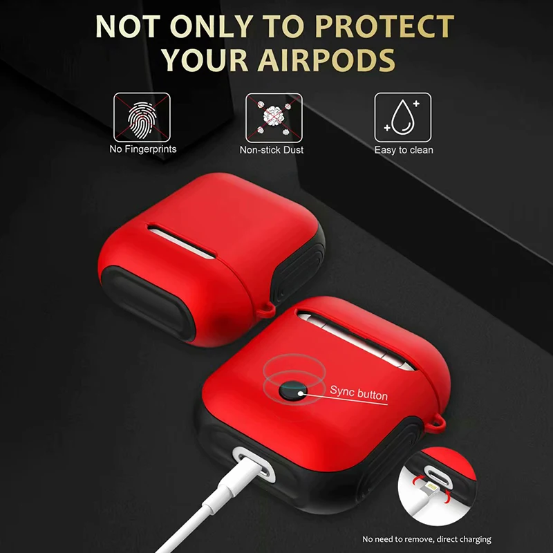 Мягкий ТПУ + ПК армированный силиконовый чехол для Apple Airpods противоударный