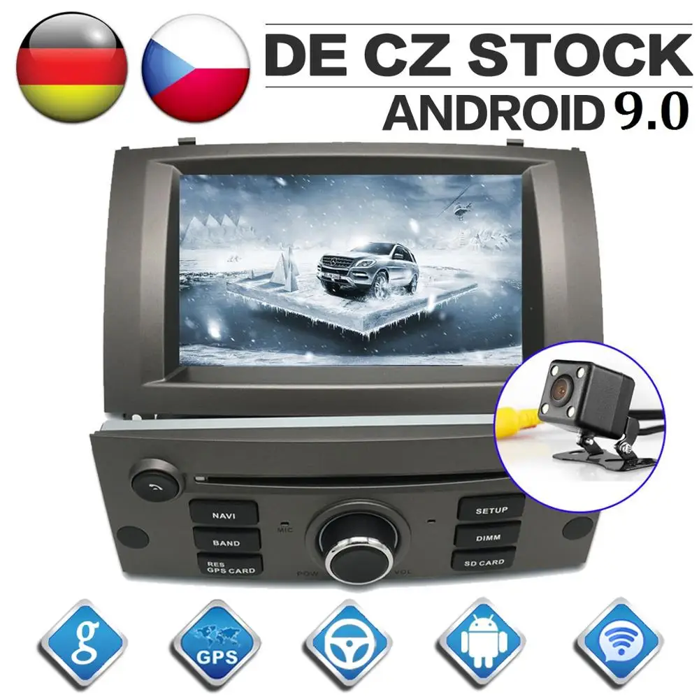 7 дюймов Android 9,0 Системы Octa Core gps навигации CD DVD проигрыватель для peugeot 407 2004-2010 два Din Автомобильный Радио мультимедиа головное устройство