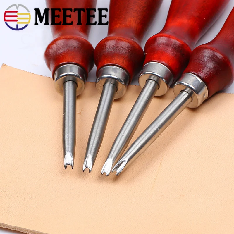 MeeTee Edger hand sewing DIY hand-carved leather tool round cattle skiving beveling leathercraft wooden handle trimmer | Дом и сад